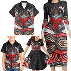 Dolphins Family Matching Long Sleeve Bodycon Dress and Hawaiian Shirt The Scream of Lightning Eyes - Indigenous Dot Ripping Effect