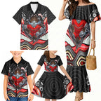 Dolphins Family Matching Mermaid Dress and Hawaiian Shirt The Scream of Lightning Eyes - Indigenous Dot Ripping Effect