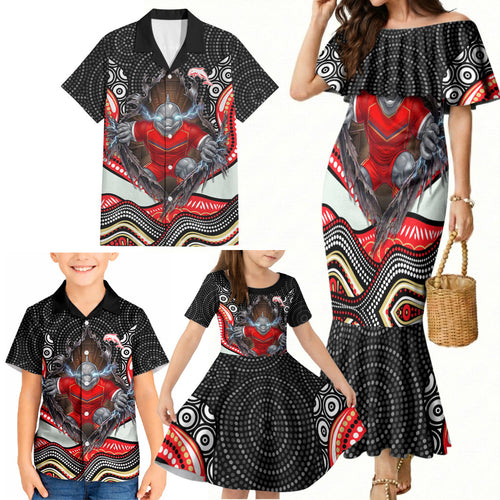 Dolphins Family Matching Mermaid Dress and Hawaiian Shirt The Scream of Lightning Eyes - Indigenous Dot Ripping Effect