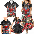 Dolphins Family Matching Summer Maxi Dress and Hawaiian Shirt The Scream of Lightning Eyes - Indigenous Dot Ripping Effect
