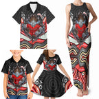 Dolphins Family Matching Tank Maxi Dress and Hawaiian Shirt The Scream of Lightning Eyes - Indigenous Dot Ripping Effect