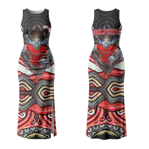 Dolphins Family Matching Tank Maxi Dress and Hawaiian Shirt The Scream of Lightning Eyes - Indigenous Dot Ripping Effect