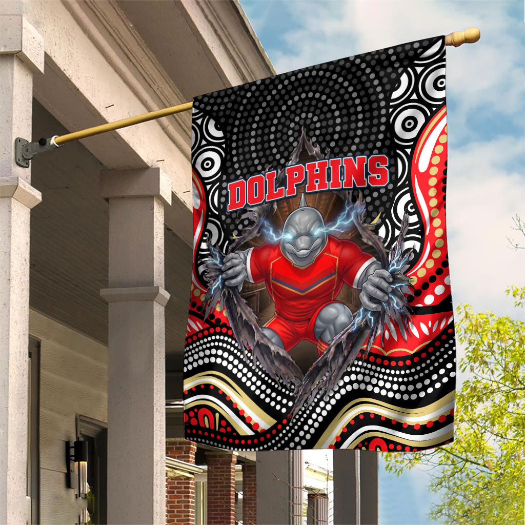 Dolphins Garden Flag The Scream of Lightning Eyes - Indigenous Dot Ripping Effect