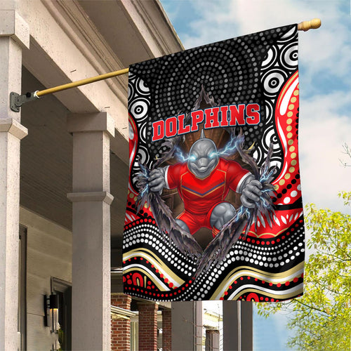 Dolphins Garden Flag The Scream of Lightning Eyes - Indigenous Dot Ripping Effect