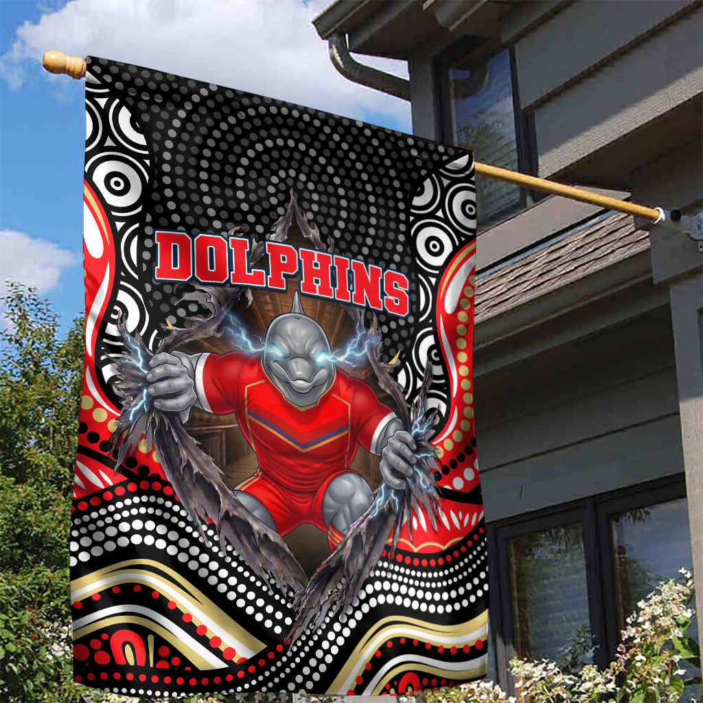 Dolphins Garden Flag The Scream of Lightning Eyes - Indigenous Dot Ripping Effect