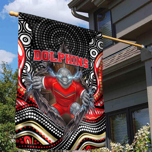 Dolphins Garden Flag The Scream of Lightning Eyes - Indigenous Dot Ripping Effect