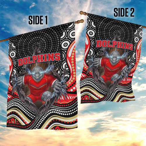 Dolphins Garden Flag The Scream of Lightning Eyes - Indigenous Dot Ripping Effect