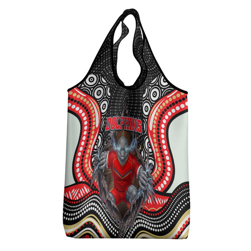 Dolphins Grocery Bag The Scream of Lightning Eyes - Indigenous Dot Ripping Effect