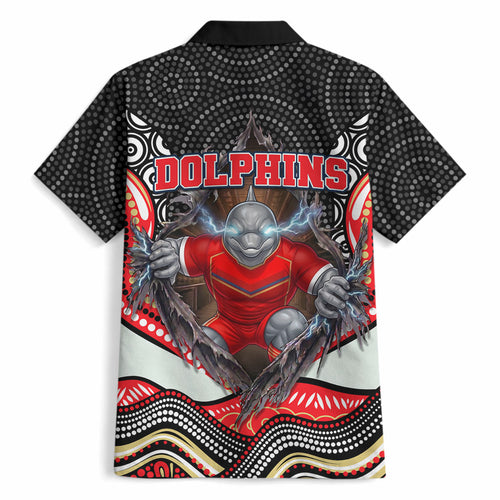 Dolphins Hawaiian Shirt The Scream of Lightning Eyes - Indigenous Dot Ripping Effect