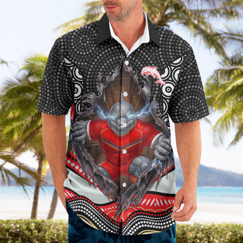 Dolphins Hawaiian Shirt The Scream of Lightning Eyes - Indigenous Dot Ripping Effect