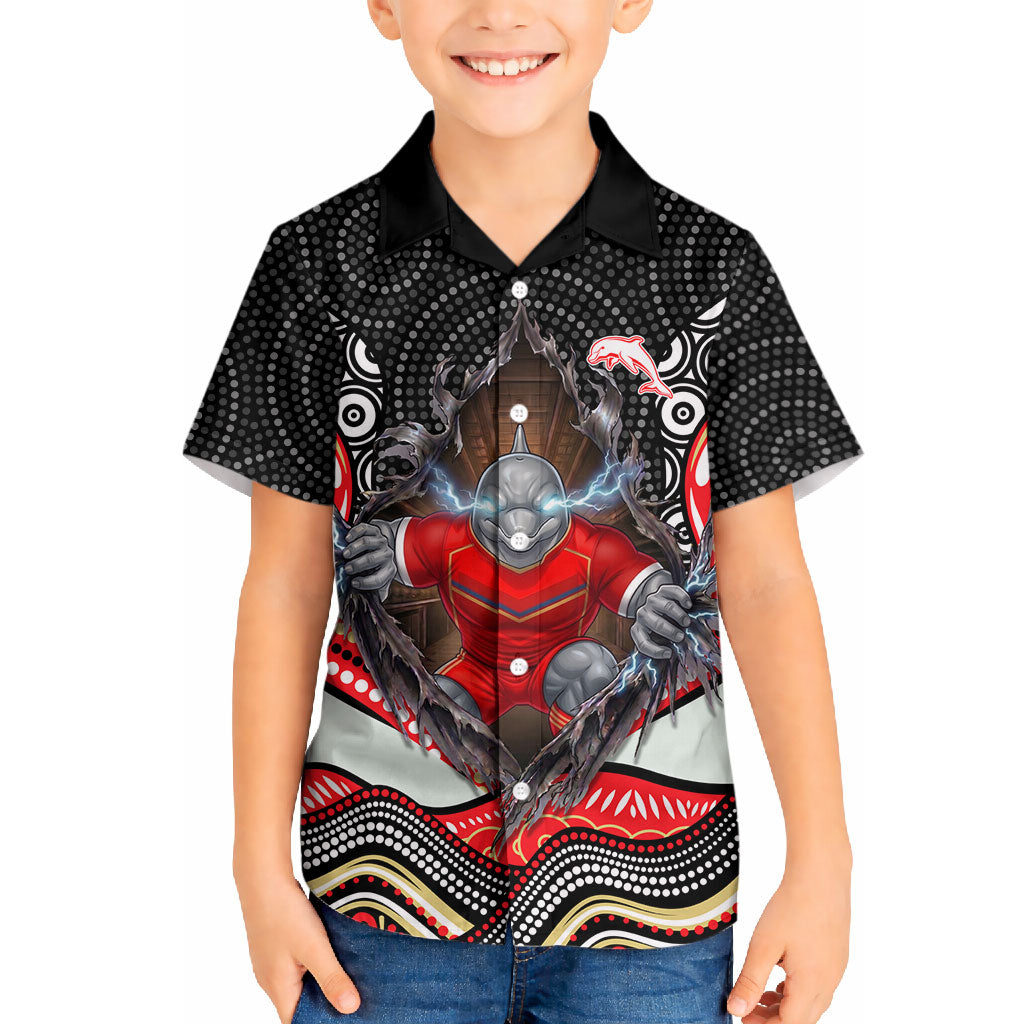 Dolphins Hawaiian Shirt The Scream of Lightning Eyes - Indigenous Dot Ripping Effect