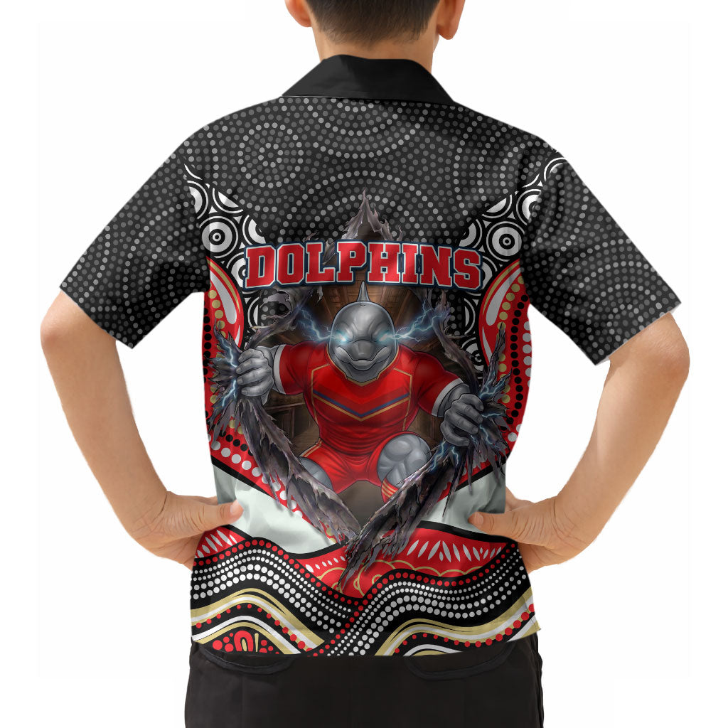 Dolphins Hawaiian Shirt The Scream of Lightning Eyes - Indigenous Dot Ripping Effect