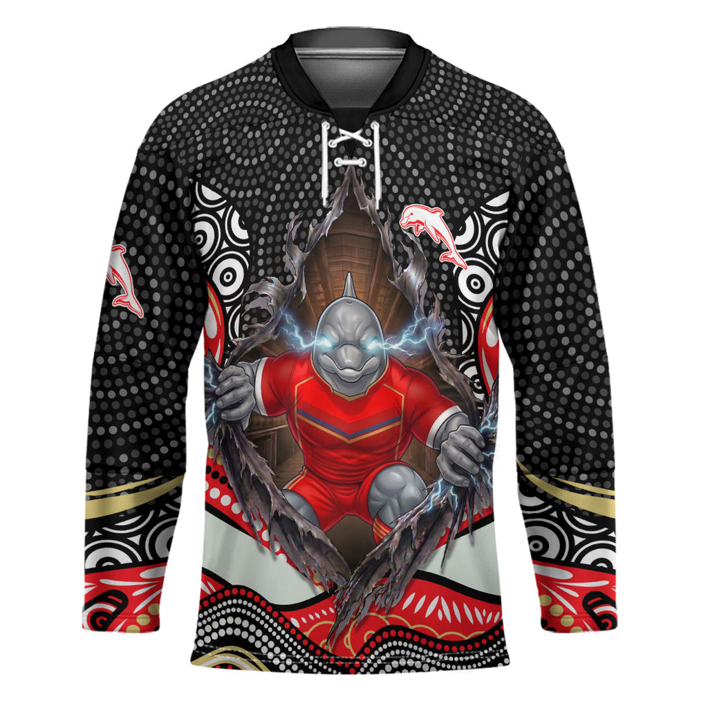 Dolphins Hockey Jersey The Scream of Lightning Eyes - Indigenous Dot Ripping Effect