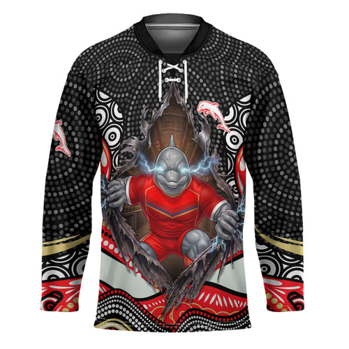 Dolphins Hockey Jersey The Scream of Lightning Eyes - Indigenous Dot Ripping Effect