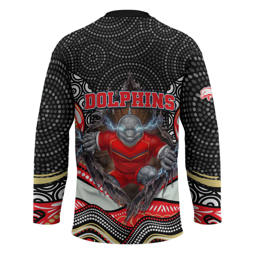 Dolphins Hockey Jersey The Scream of Lightning Eyes - Indigenous Dot Ripping Effect