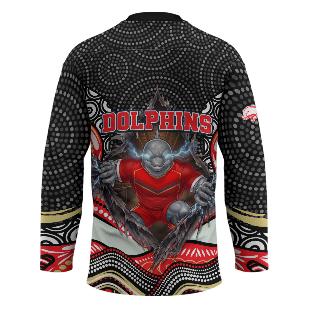Dolphins Hockey Jersey The Scream of Lightning Eyes - Indigenous Dot Ripping Effect