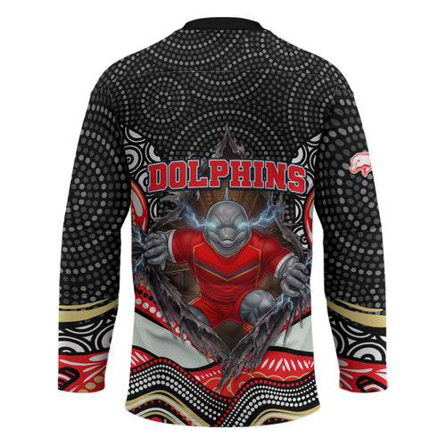 Dolphins Hockey Jersey The Scream of Lightning Eyes - Indigenous Dot Ripping Effect