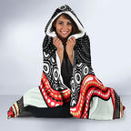 Dolphins Hooded Blanket The Scream of Lightning Eyes - Indigenous Dot Ripping Effect