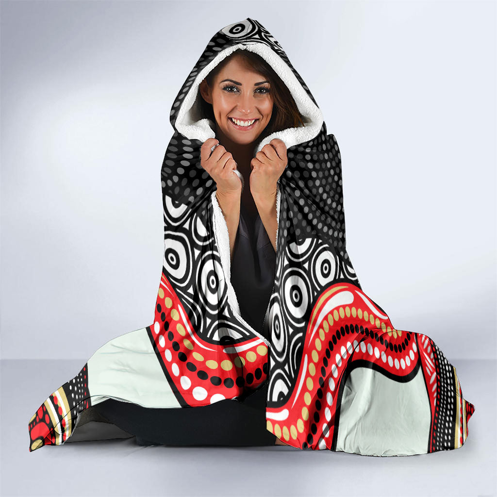 Dolphins Hooded Blanket The Scream of Lightning Eyes - Indigenous Dot Ripping Effect
