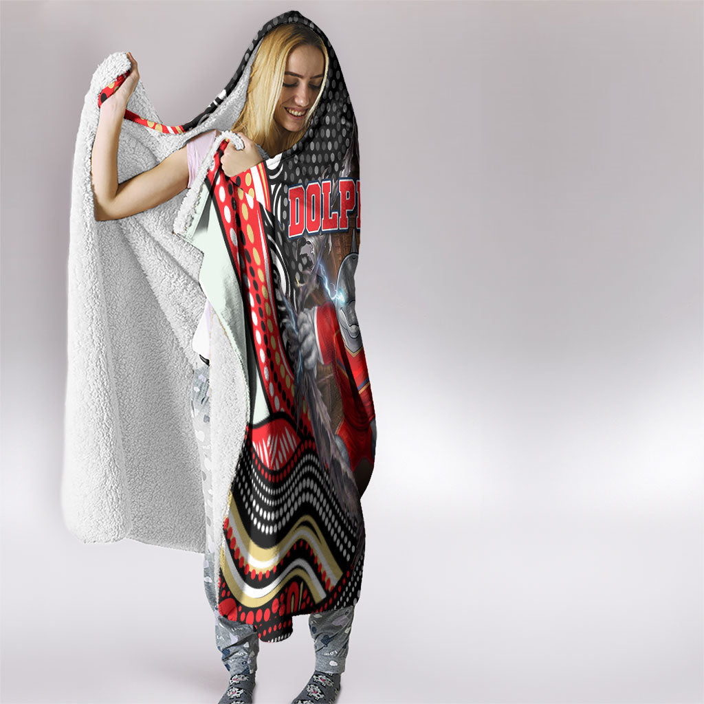 Dolphins Hooded Blanket The Scream of Lightning Eyes - Indigenous Dot Ripping Effect