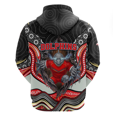 Dolphins Hoodie The Scream of Lightning Eyes - Indigenous Dot Ripping Effect