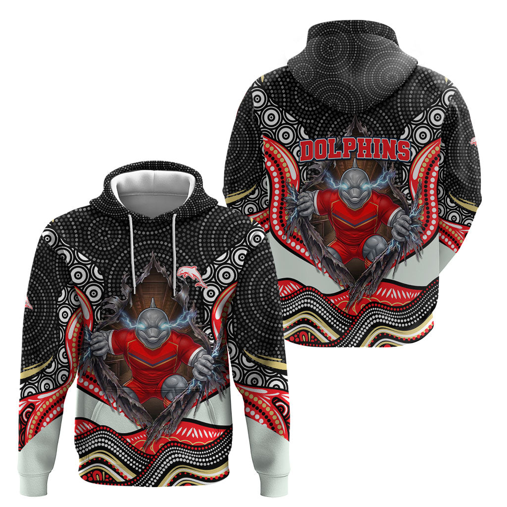 Dolphins Hoodie The Scream of Lightning Eyes - Indigenous Dot Ripping Effect