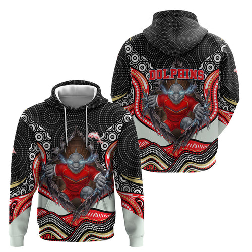 Dolphins Hoodie The Scream of Lightning Eyes - Indigenous Dot Ripping Effect
