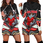 Dolphins Hoodie Dress The Scream of Lightning Eyes - Indigenous Dot Ripping Effect