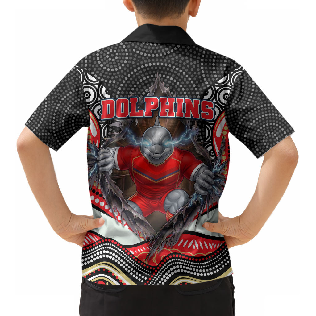 Dolphins Kid Hawaiian Shirt The Scream of Lightning Eyes - Indigenous Dot Ripping Effect