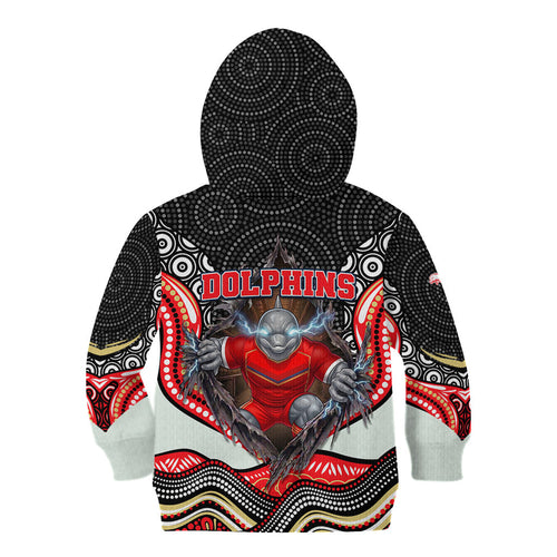 Dolphins Kid Hoodie The Scream of Lightning Eyes - Indigenous Dot Ripping Effect