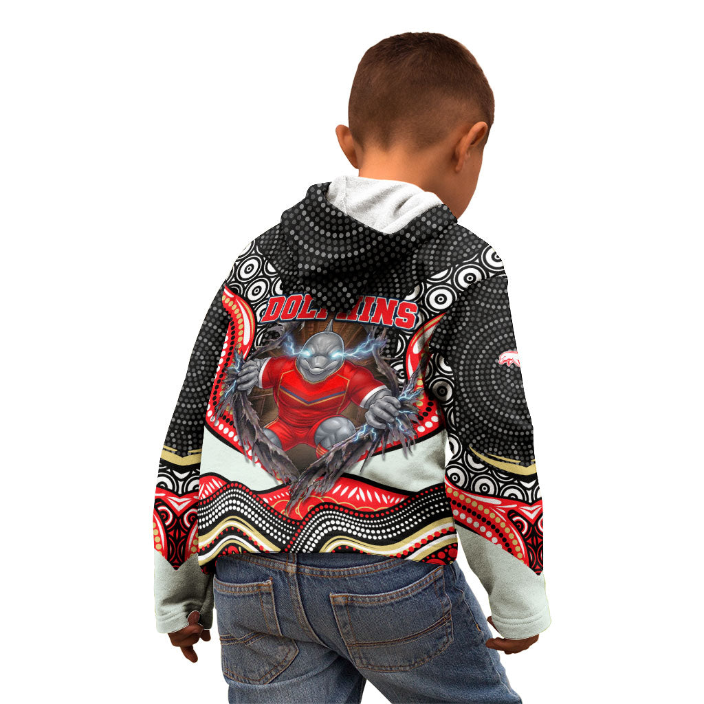 Dolphins Kid Hoodie The Scream of Lightning Eyes - Indigenous Dot Ripping Effect