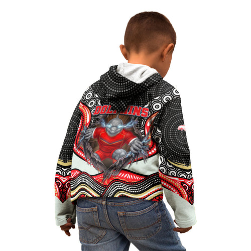 Dolphins Kid Hoodie The Scream of Lightning Eyes - Indigenous Dot Ripping Effect