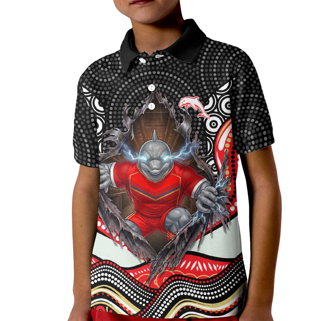 Dolphins Kid Polo Shirt The Scream of Lightning Eyes - Indigenous Dot Ripping Effect