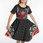 Dolphins Kid Short Sleeve Dress The Scream of Lightning Eyes - Indigenous Dot Ripping Effect