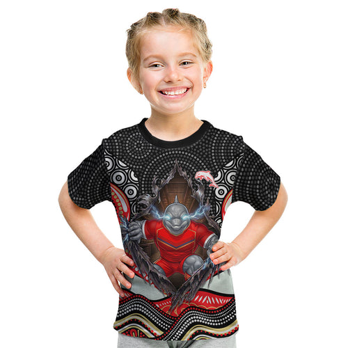 Dolphins Kid T Shirt The Scream of Lightning Eyes - Indigenous Dot Ripping Effect