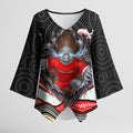 Dolphins Kimono Sleeve Blouse The Scream of Lightning Eyes - Indigenous Dot Ripping Effect