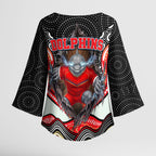 Dolphins Kimono Sleeve Blouse The Scream of Lightning Eyes - Indigenous Dot Ripping Effect