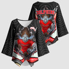 Dolphins Kimono Sleeve Blouse The Scream of Lightning Eyes - Indigenous Dot Ripping Effect