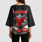 Dolphins Kimono Sleeve Blouse The Scream of Lightning Eyes - Indigenous Dot Ripping Effect