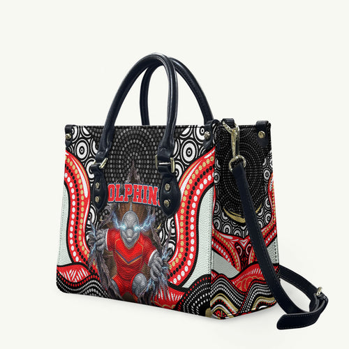 Dolphins Leather Bag The Scream of Lightning Eyes - Indigenous Dot Ripping Effect
