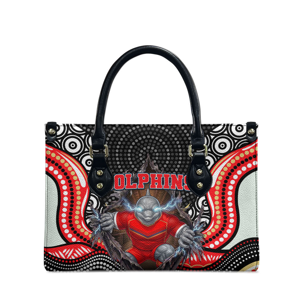 Dolphins Leather Bag The Scream of Lightning Eyes - Indigenous Dot Ripping Effect