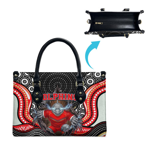 Dolphins Leather Bag The Scream of Lightning Eyes - Indigenous Dot Ripping Effect