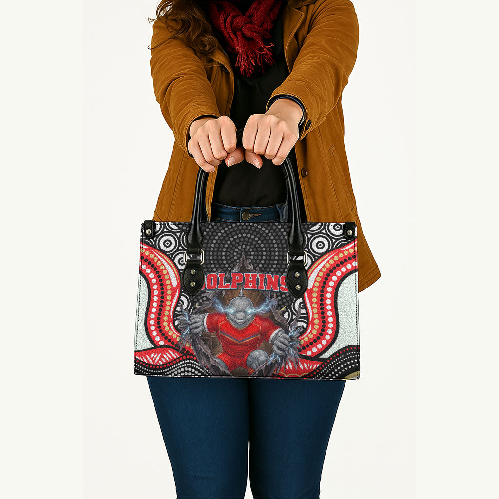 Dolphins Leather Bag The Scream of Lightning Eyes - Indigenous Dot Ripping Effect