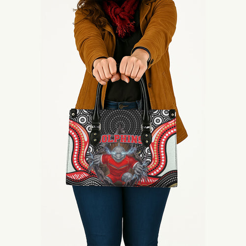 Dolphins Leather Bag The Scream of Lightning Eyes - Indigenous Dot Ripping Effect
