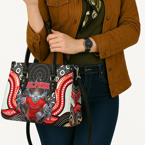 Dolphins Leather Bag The Scream of Lightning Eyes - Indigenous Dot Ripping Effect