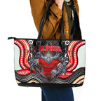 Dolphins Leather Tote Bag The Scream of Lightning Eyes - Indigenous Dot Ripping Effect