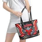 Dolphins Leather Tote Bag The Scream of Lightning Eyes - Indigenous Dot Ripping Effect