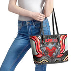 Dolphins Leather Tote Bag The Scream of Lightning Eyes - Indigenous Dot Ripping Effect