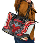 Dolphins Leather Tote Bag The Scream of Lightning Eyes - Indigenous Dot Ripping Effect