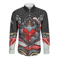 Dolphins Long Sleeve Button Shirt The Scream of Lightning Eyes - Indigenous Dot Ripping Effect